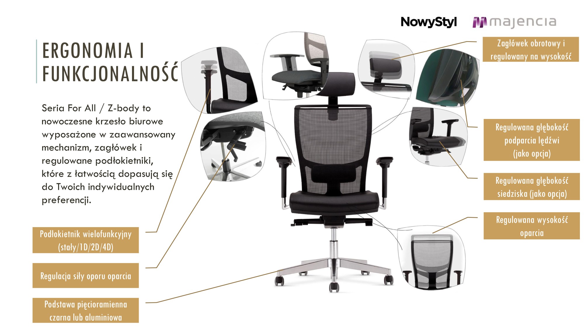 Główna galeria - Krzesło obrotowe For All Nowy Styl - Majencia Ekoskóra (4)