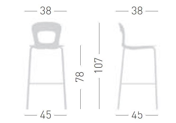 Główna galeria - Krzesło barowe / HOKER BLOG 78 firmy GABER - Made in ITALY - Biały z szarym obramowaniem (8)