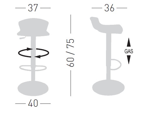 Krzesło barowe / HOKER GULIVER firmy GABER - Made in ITALY - Pomarańczowe