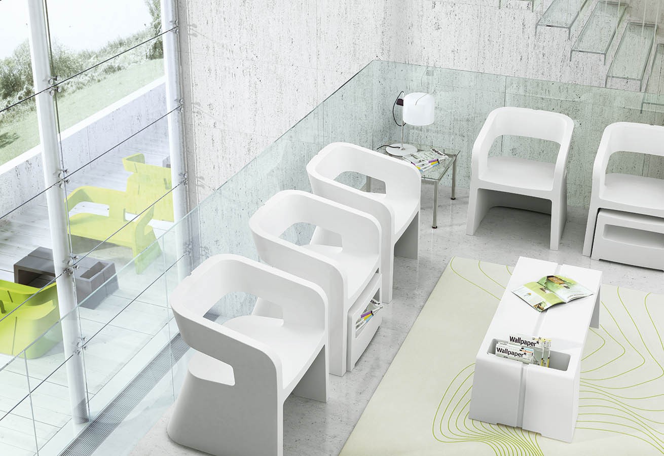 Główna galeria - Zestaw mebli FOTEL + PUFA SOKOA - KARLA - Polietylen, Fotel Fioletowy, Pufa Zielona (3)