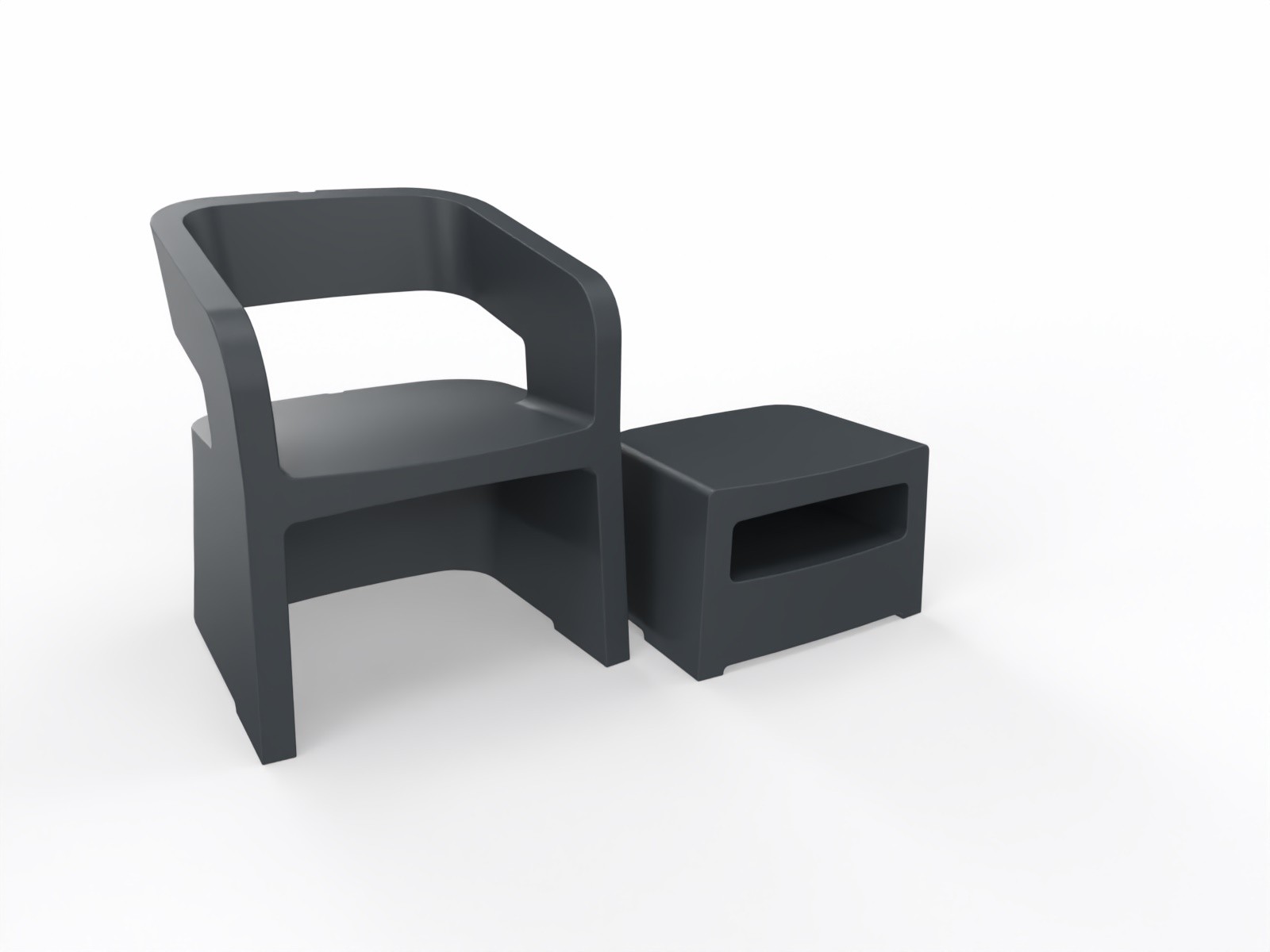Główna galeria - Zestaw mebli FOTEL + PUFA SOKOA - KARLA - Polietylen Antracyt (3)
