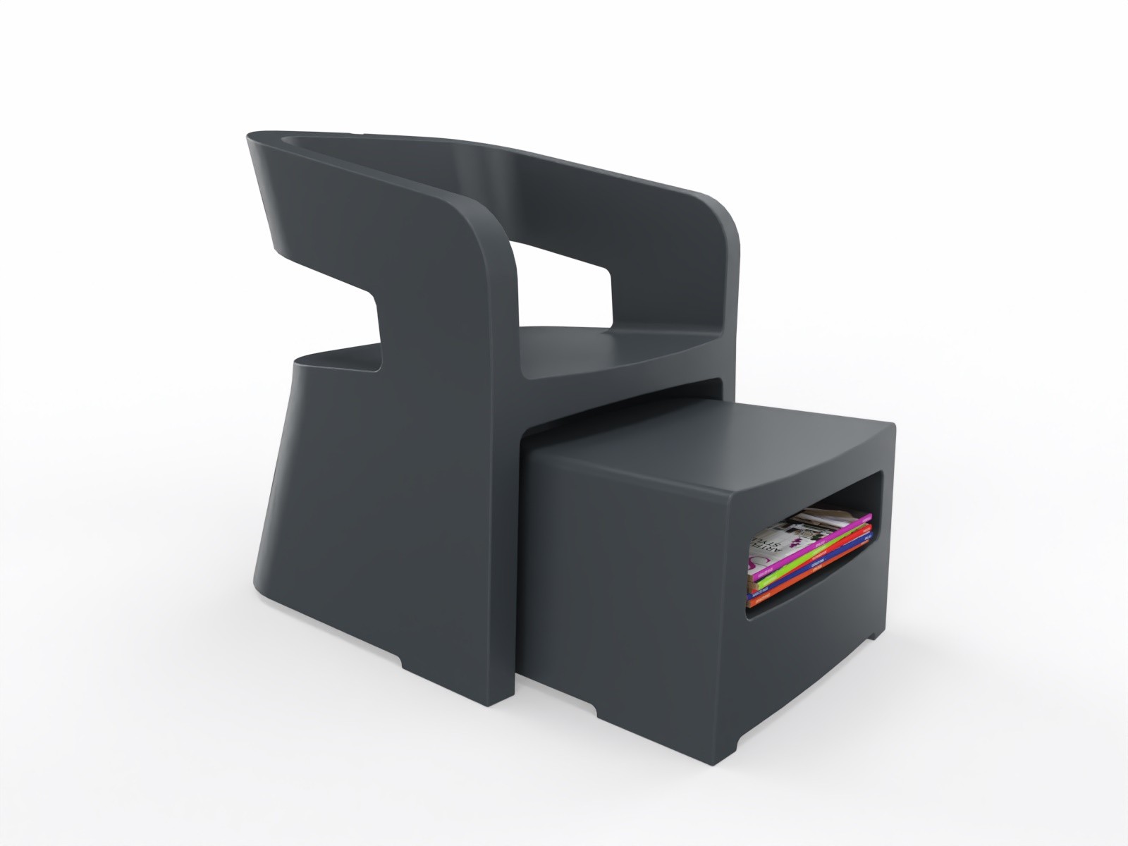 Główna galeria - Zestaw mebli FOTEL + PUFA SOKOA - KARLA - Polietylen Antracyt (9)