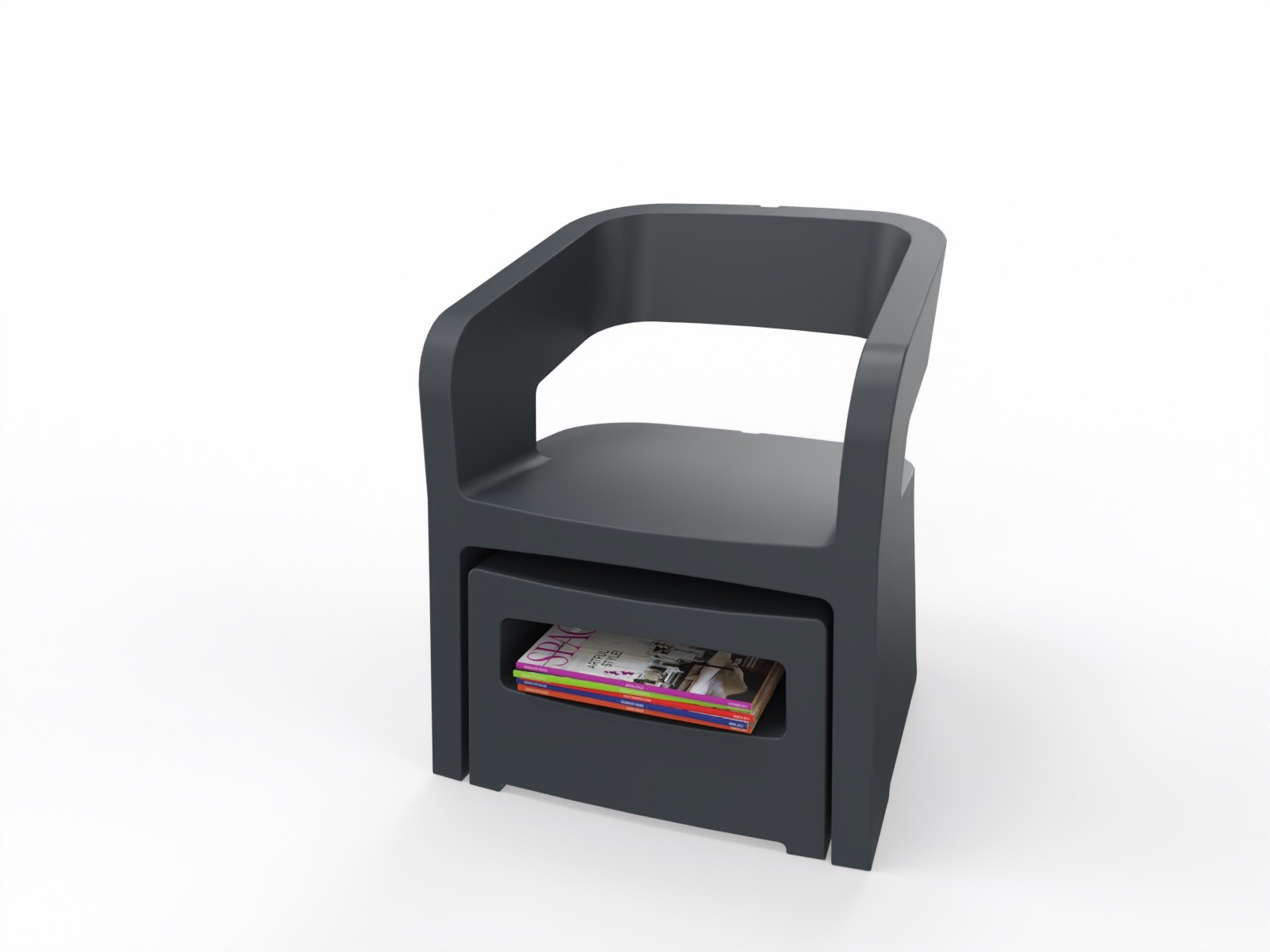 Główna galeria - Zestaw mebli FOTEL + PUFA SOKOA - KARLA - Polietylen Antracyt (10)