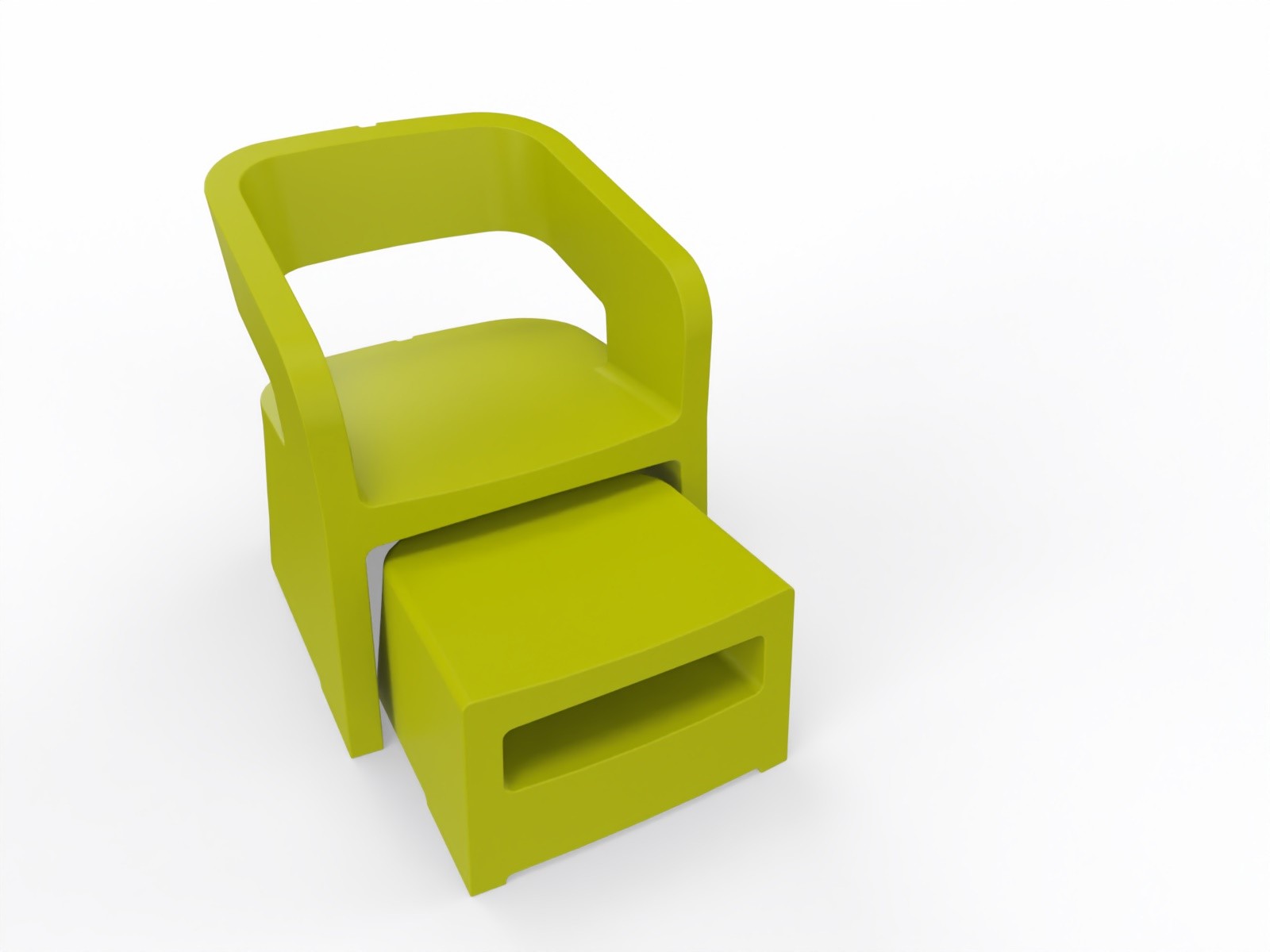 Zestaw mebli FOTEL + PUFA SOKOA - KARLA - Polietylen Fotel Antracyt, Pufa Zielona