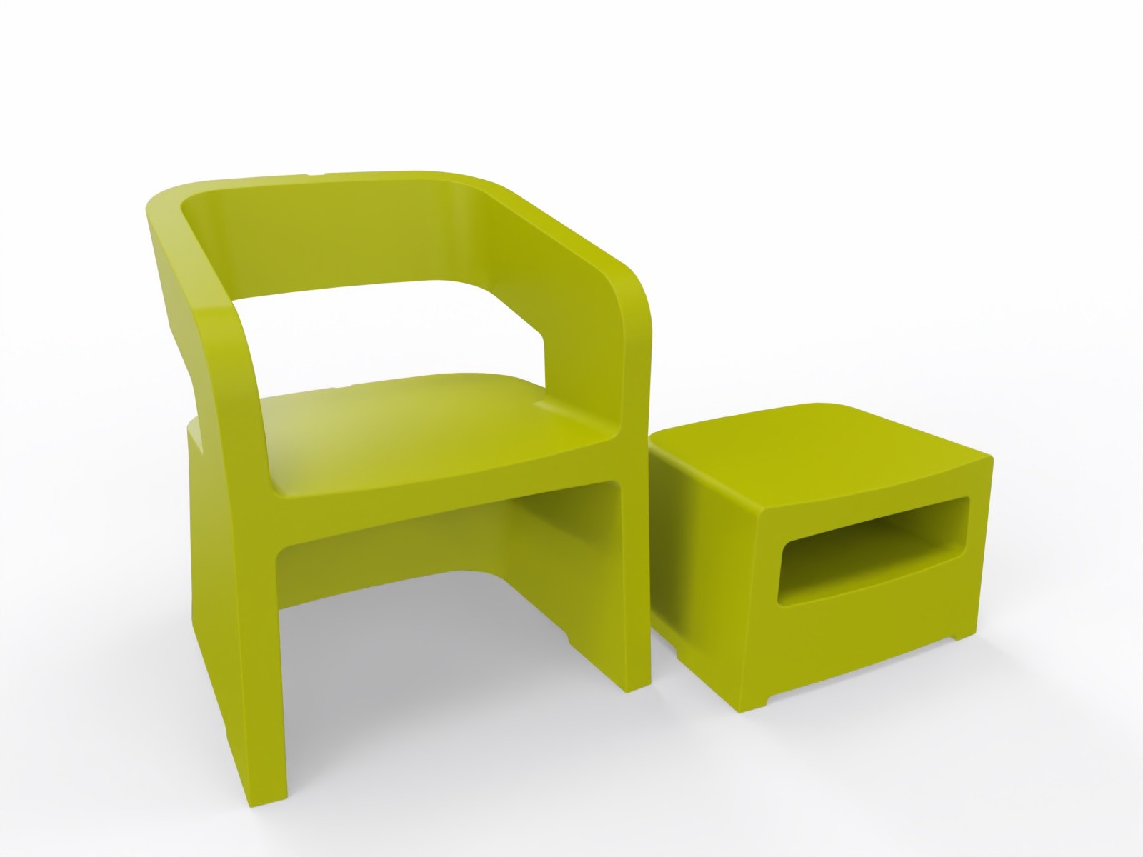 Główna galeria - Zestaw mebli FOTEL + PUFA SOKOA - KARLA - Polietylen Fotel Antracyt, Pufa Zielona (2)