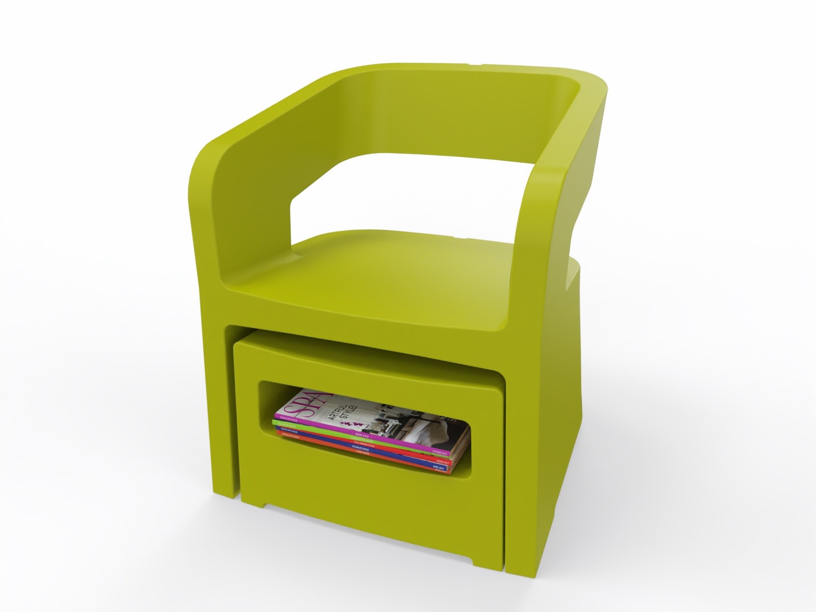 Główna galeria - Zestaw mebli FOTEL + PUFA SOKOA - KARLA - Polietylen Fotel Antracyt, Pufa Zielona (3)