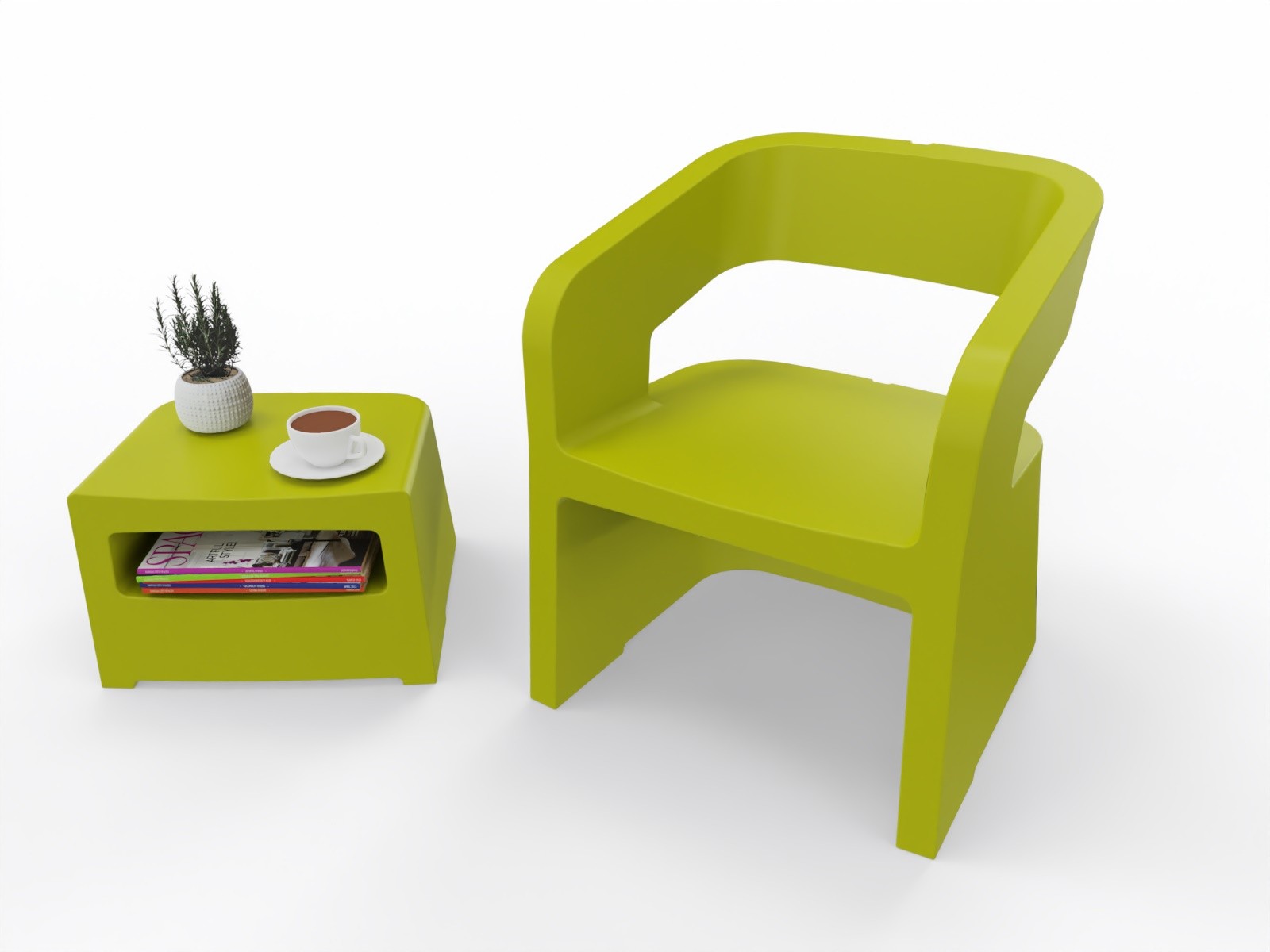 Główna galeria - Zestaw mebli FOTEL + PUFA SOKOA - KARLA - Polietylen Fotel Antracyt, Pufa Zielona (4)