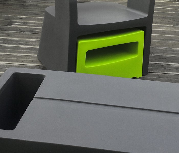 Główna galeria - Zestaw mebli FOTEL + PUFA SOKOA - KARLA - Polietylen Fotel Antracyt, Pufa Zielona (10)