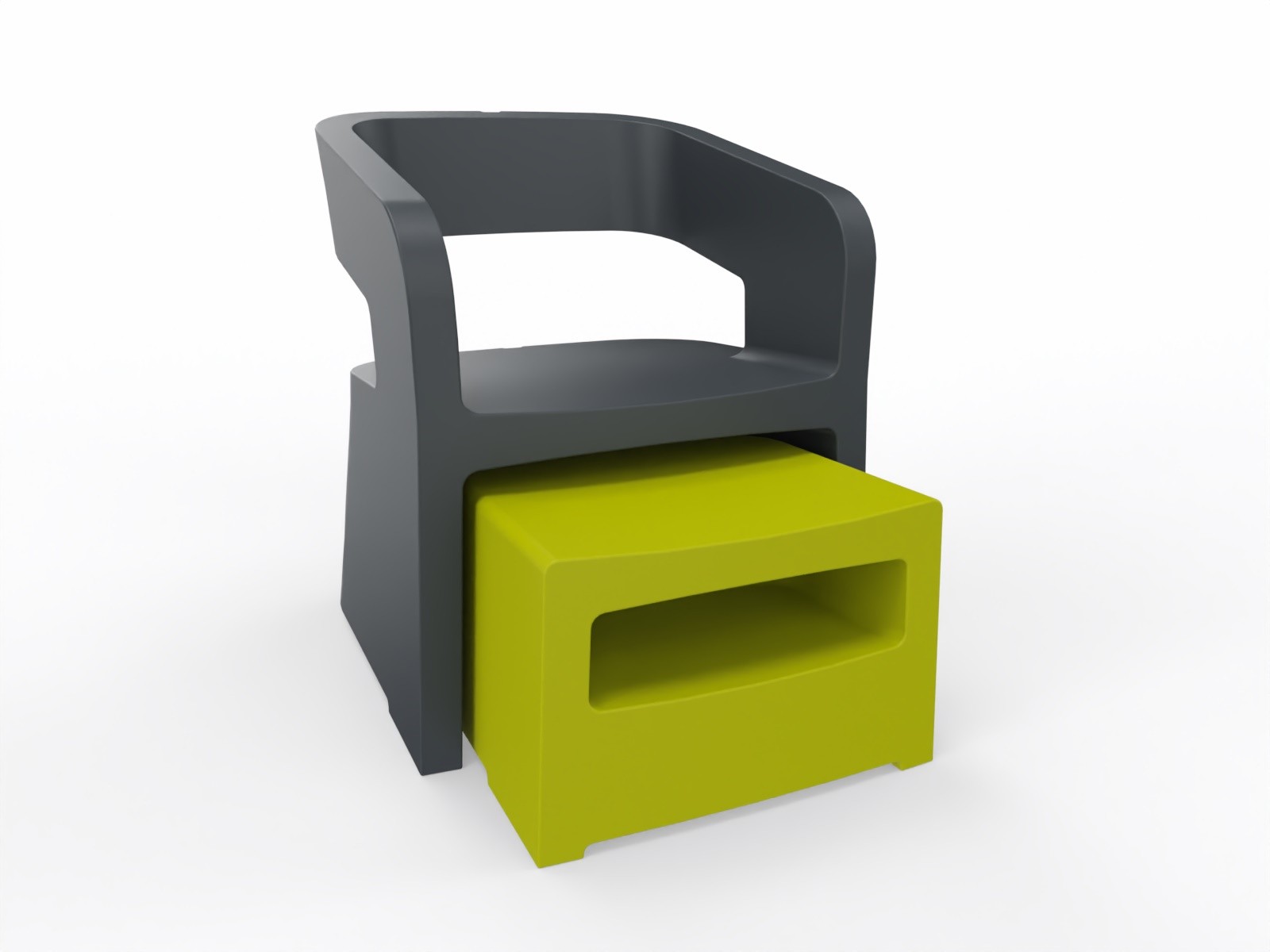 Główna galeria - Zestaw mebli FOTEL + PUFA SOKOA - KARLA - Polietylen Fotel Antracyt, Pufa Zielona (13)