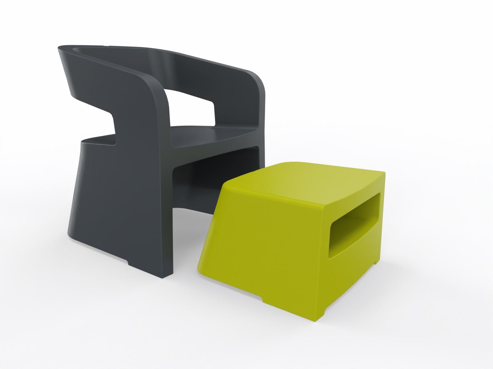Główna galeria - Zestaw mebli FOTEL + PUFA SOKOA - KARLA - Polietylen Fotel Antracyt, Pufa Zielona (14)