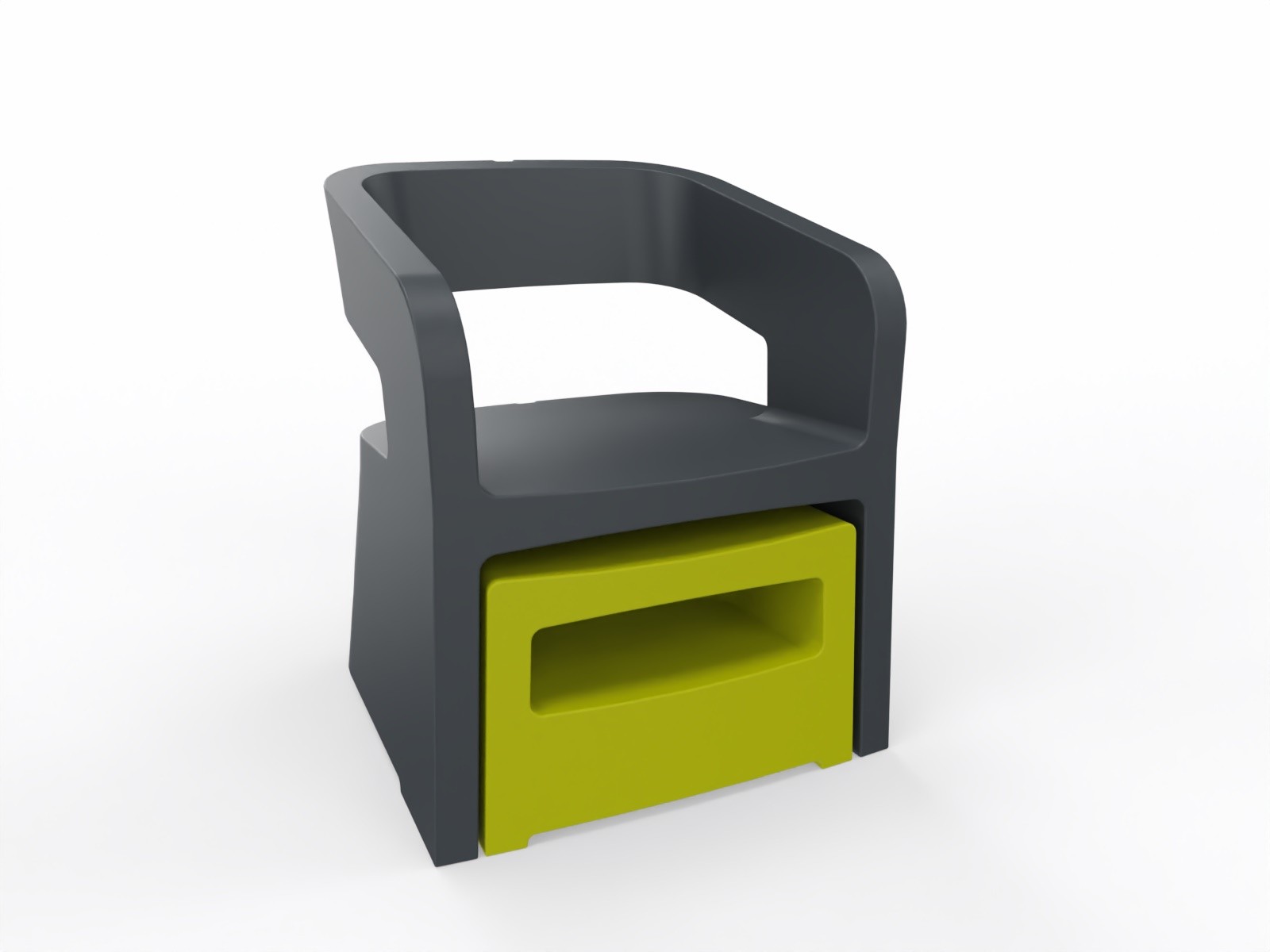 Główna galeria - Zestaw mebli FOTEL + PUFA SOKOA - KARLA - Polietylen Fotel Antracyt, Pufa Zielona (15)