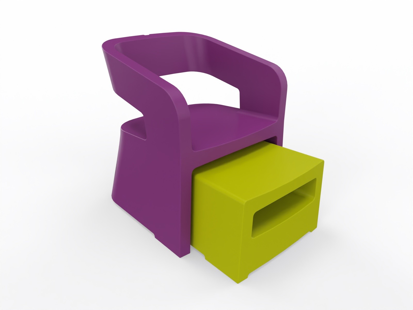 Główna galeria - Zestaw mebli FOTEL + PUFA SOKOA - KARLA - Polietylen, Fotel Fioletowy, Pufa Zielona (6)
