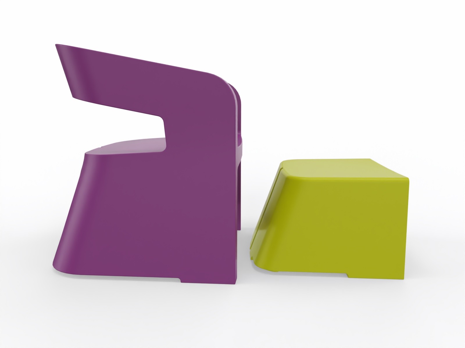 Główna galeria - Zestaw mebli FOTEL + PUFA SOKOA - KARLA - Polietylen, Fotel Fioletowy, Pufa Zielona (7)