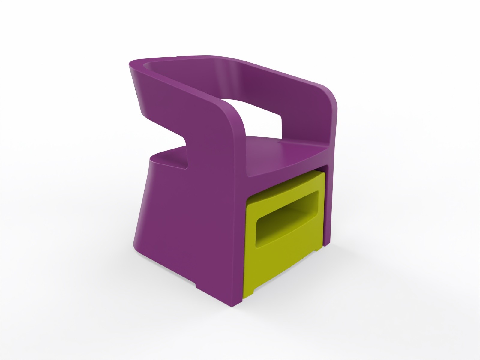 Główna galeria - Zestaw mebli FOTEL + PUFA SOKOA - KARLA - Polietylen, Fotel Fioletowy, Pufa Zielona (9)