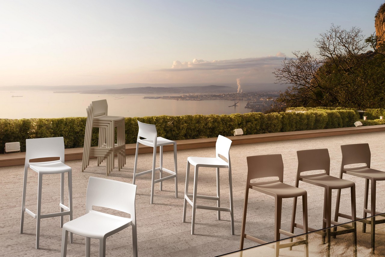 Krzesło barowe / HOKER BAKHITA firmy GABER - Made in ITALY - Szare