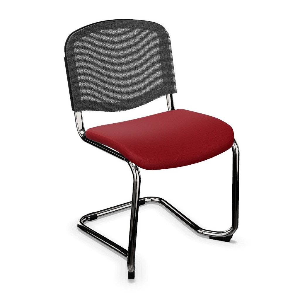 Krzesło konferencyjne ISO płoza chrom siedzisko brązowe oparcie ciemnoszare Nowy Styl