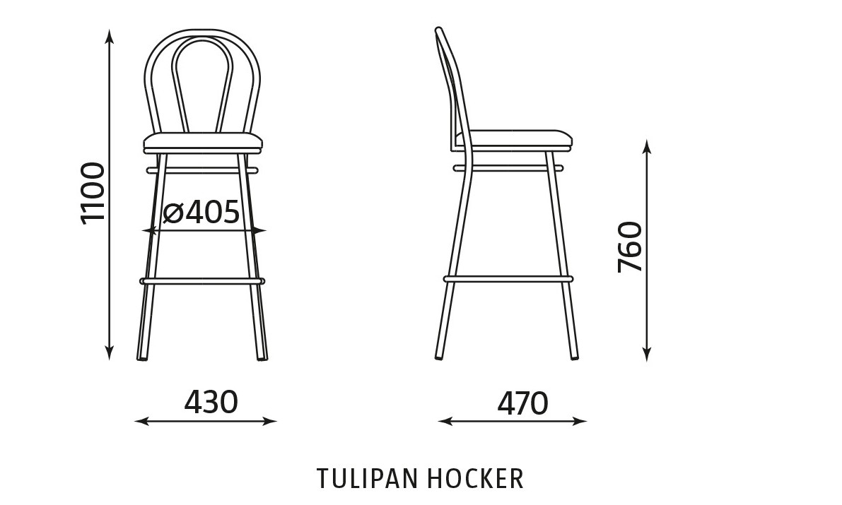 Główna galeria - Hocker Tulipan chrom siedzisko czarne Nowy Styl (3)