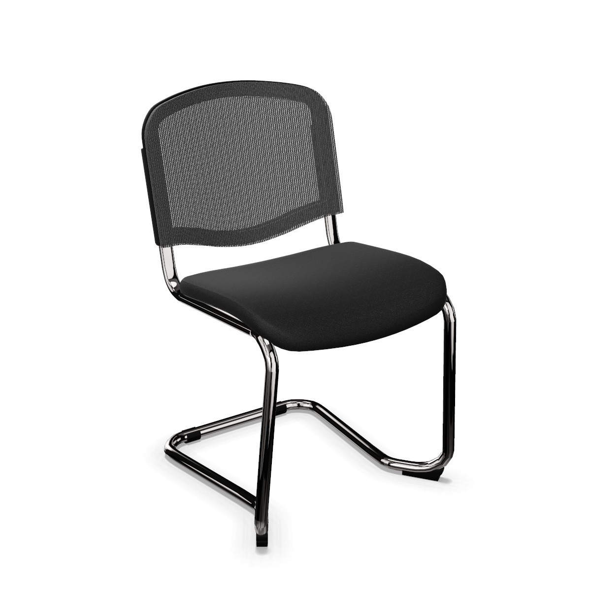 Krzesło konferencyjne ISO płoza chrom siedzisko czarne oparcie ciemnoszare Nowy Styl