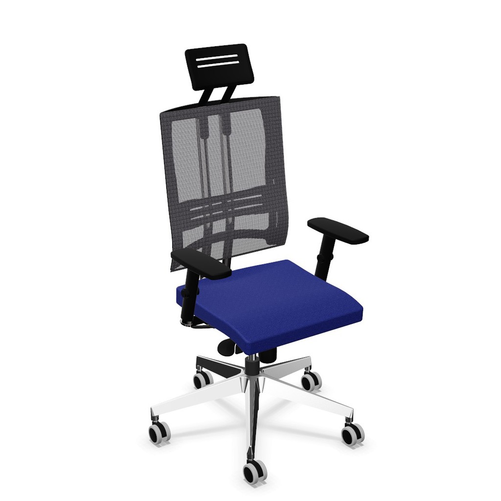 Krzesło biurowe @-MOTION chrom tkanina niebieska Nowy Styl