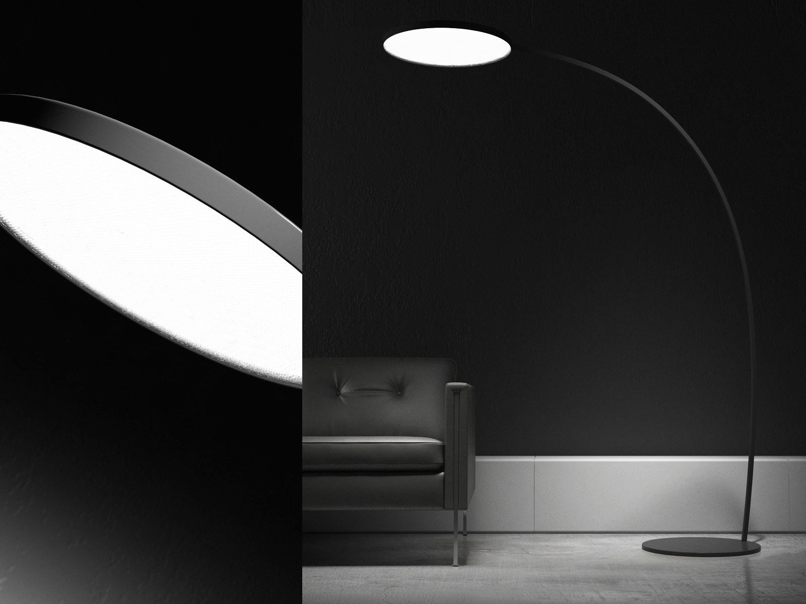 Lampa łukowa, podłogowa BOW - LIGNE ROSET - kolor czarny