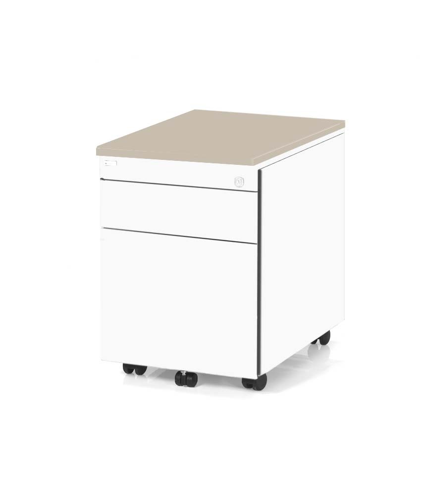 Kontenerek Klea mobilny 36 biały mat z ozdobnym blatem