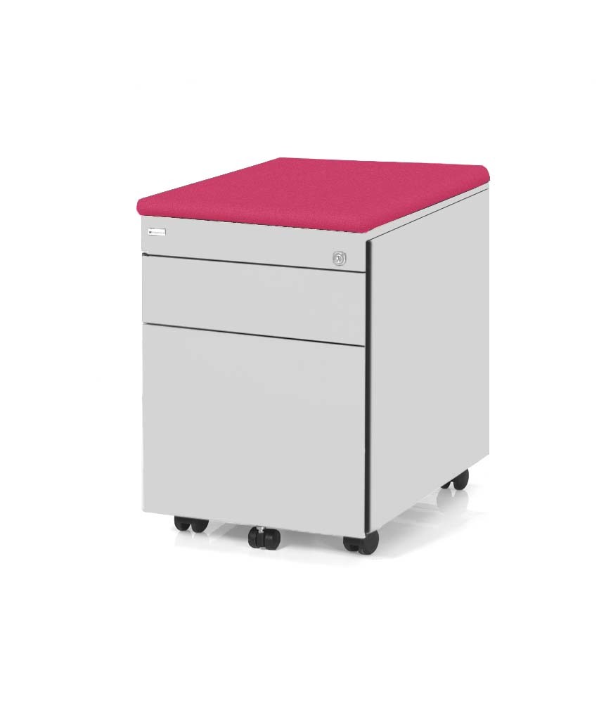 Kontenerek Klea mobilny 36 szary z poduszką różowy step