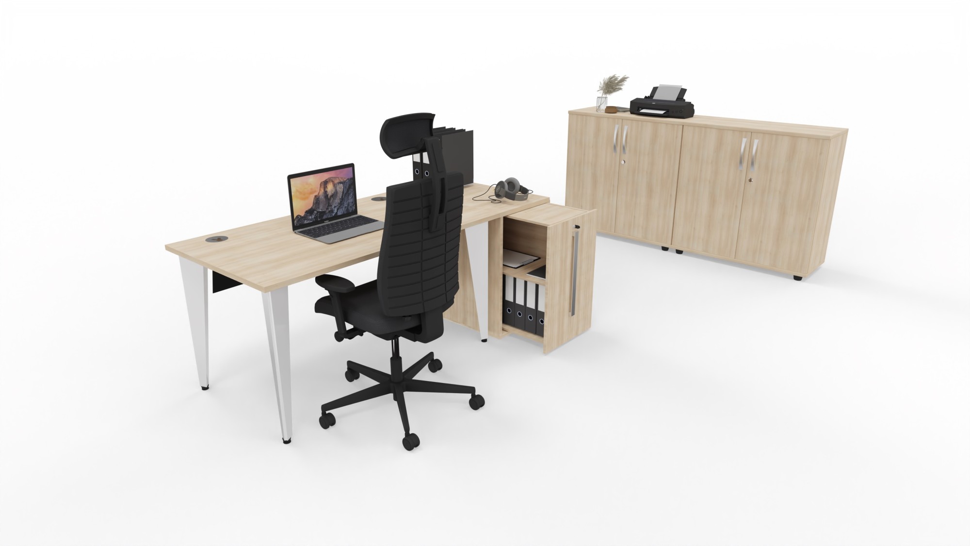 Główna galeria - Biurko Origami z osłoną tylną firmy Majencia-Nowy Styl 1400x800 Akacja Lakeland (5)