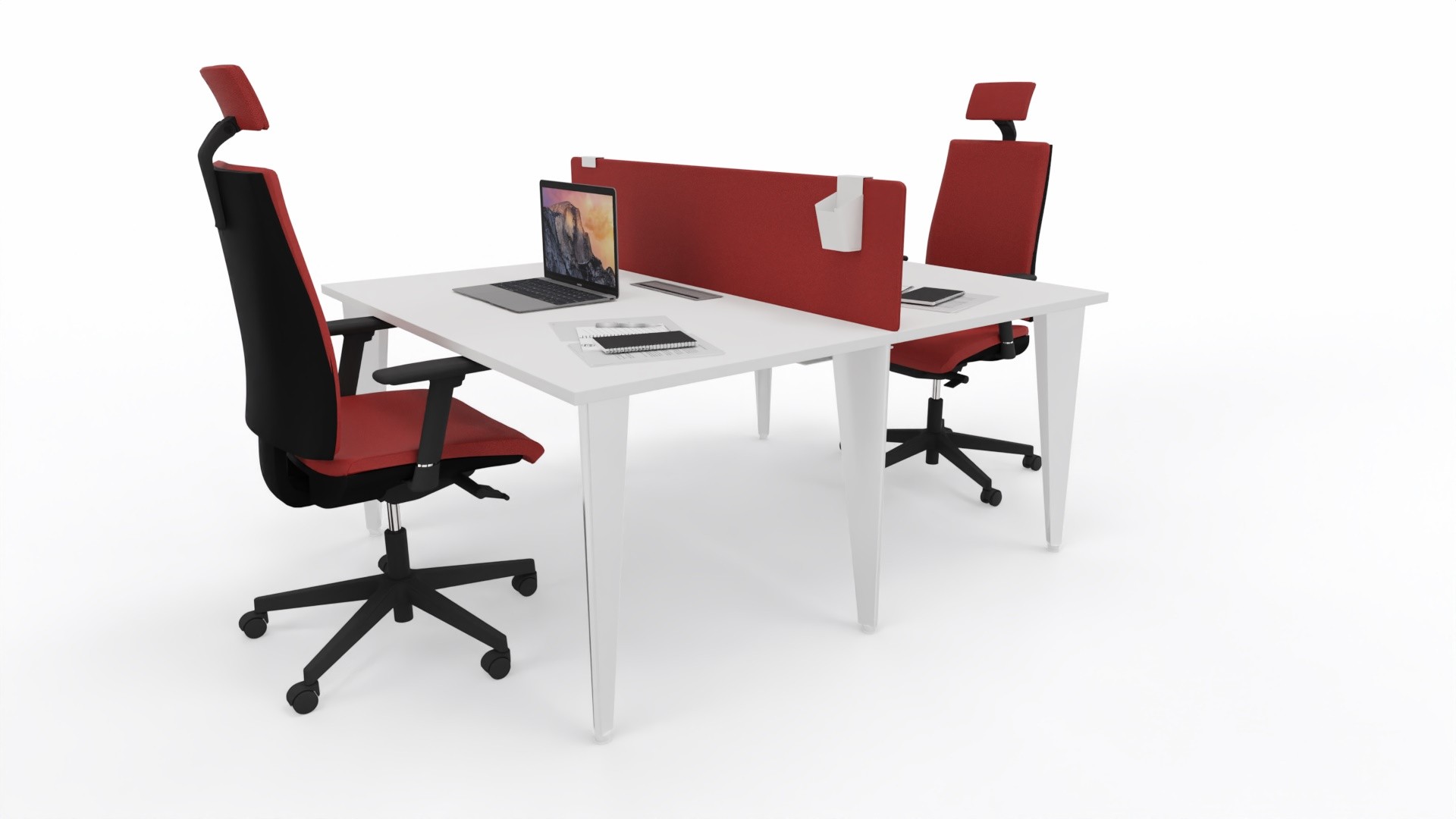 Główna galeria - Biurko podwójne Origami z ekranem firmy Majencia-Nowy Styl 1400x1600 Białe WORKBENCH (3)