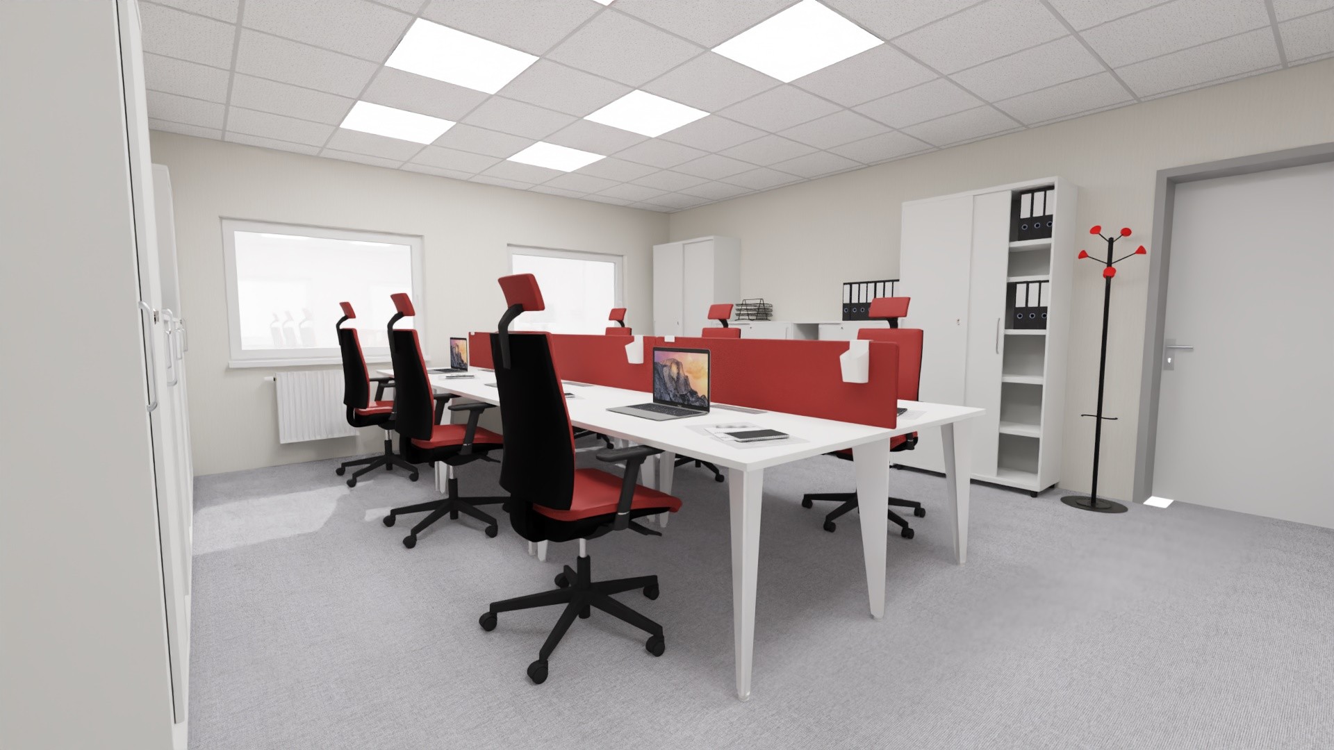 Główna galeria - Biurko podwójne Origami z ekranem firmy Majencia-Nowy Styl 1400x1600 Białe WORKBENCH (4)