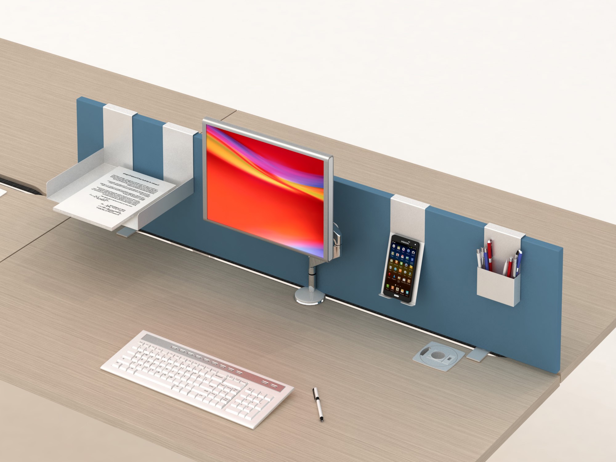 Główna galeria - Biurko podwójne Origami z ekranem firmy Majencia-Nowy Styl 1400x1600 Białe WORKBENCH (7)