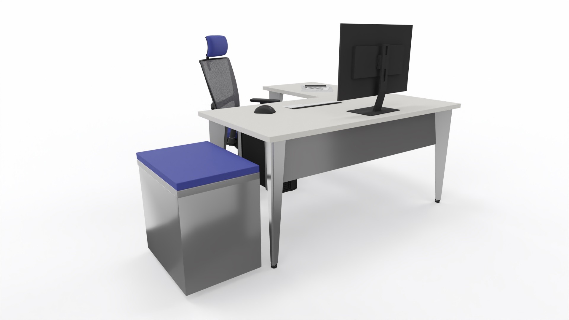 Główna galeria - Biurko Origami z dostawką i kontenerkiem mobilnym firmy Majencia-Nowy Styl 1600x800+600x740mm (4)