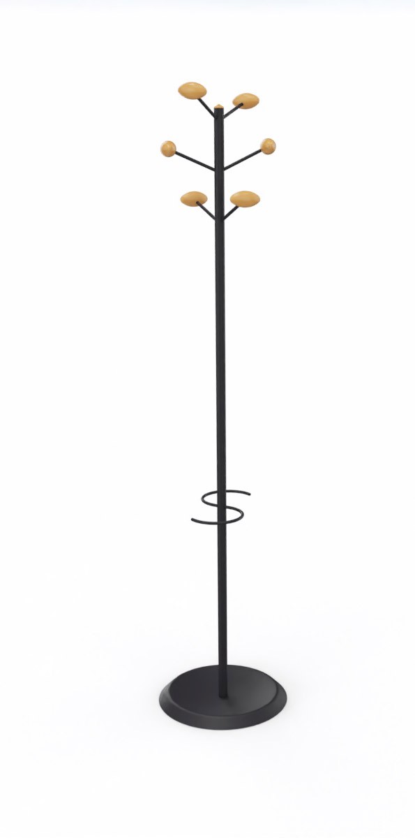 Wieszak Aloes firmy MANADE - Czarny, Bukowe Końcówki