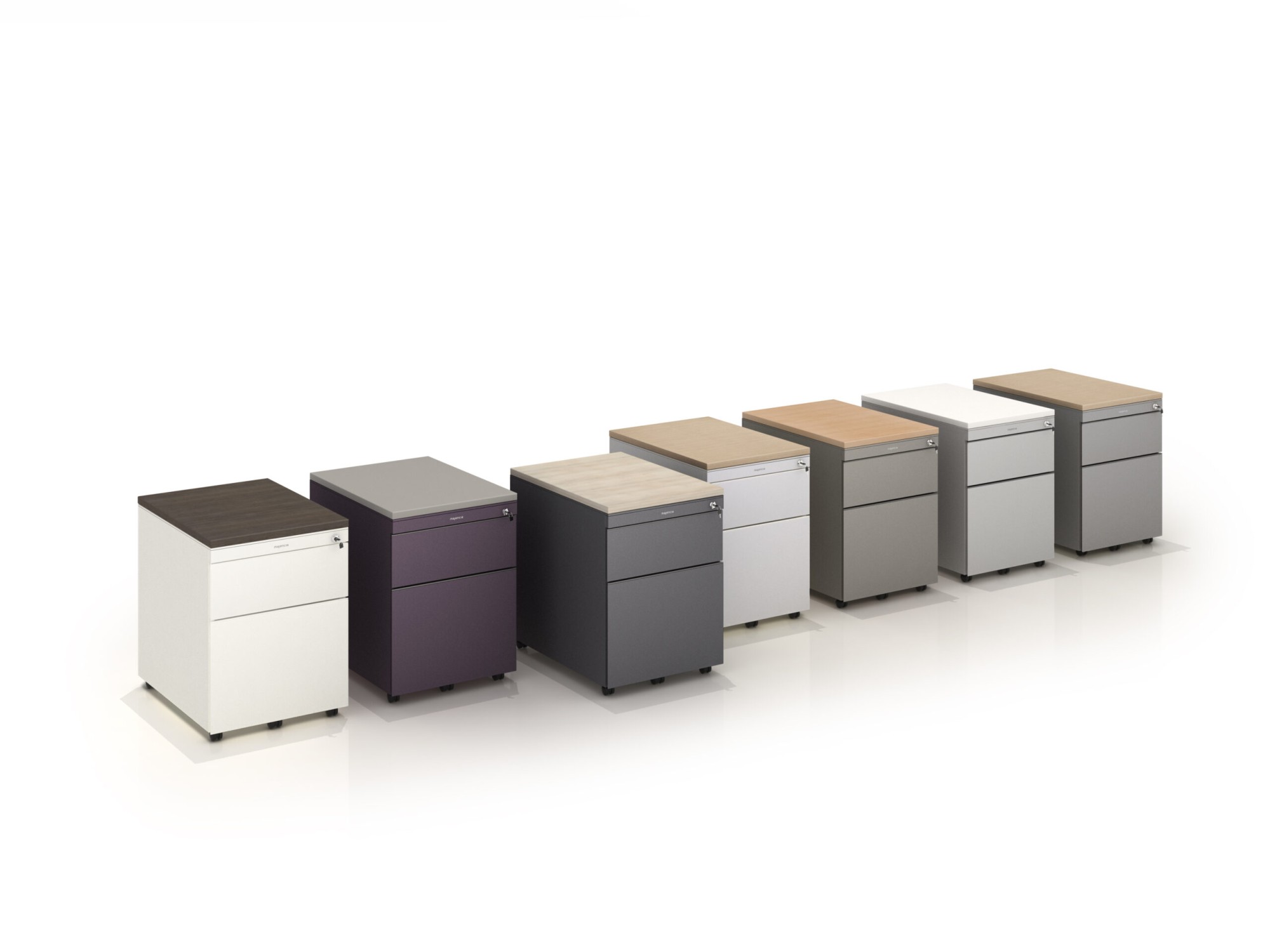 Główna galeria - Kontenerek biurowy metalowy Klea mobilny 36 szary z ozdobnym blatem (3)