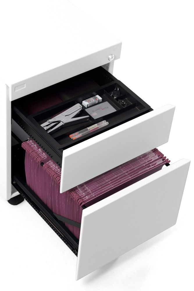 Główna galeria - Kontenerek biurowy metalowy Klea mobilny 36 szary z ozdobnym blatem (4)