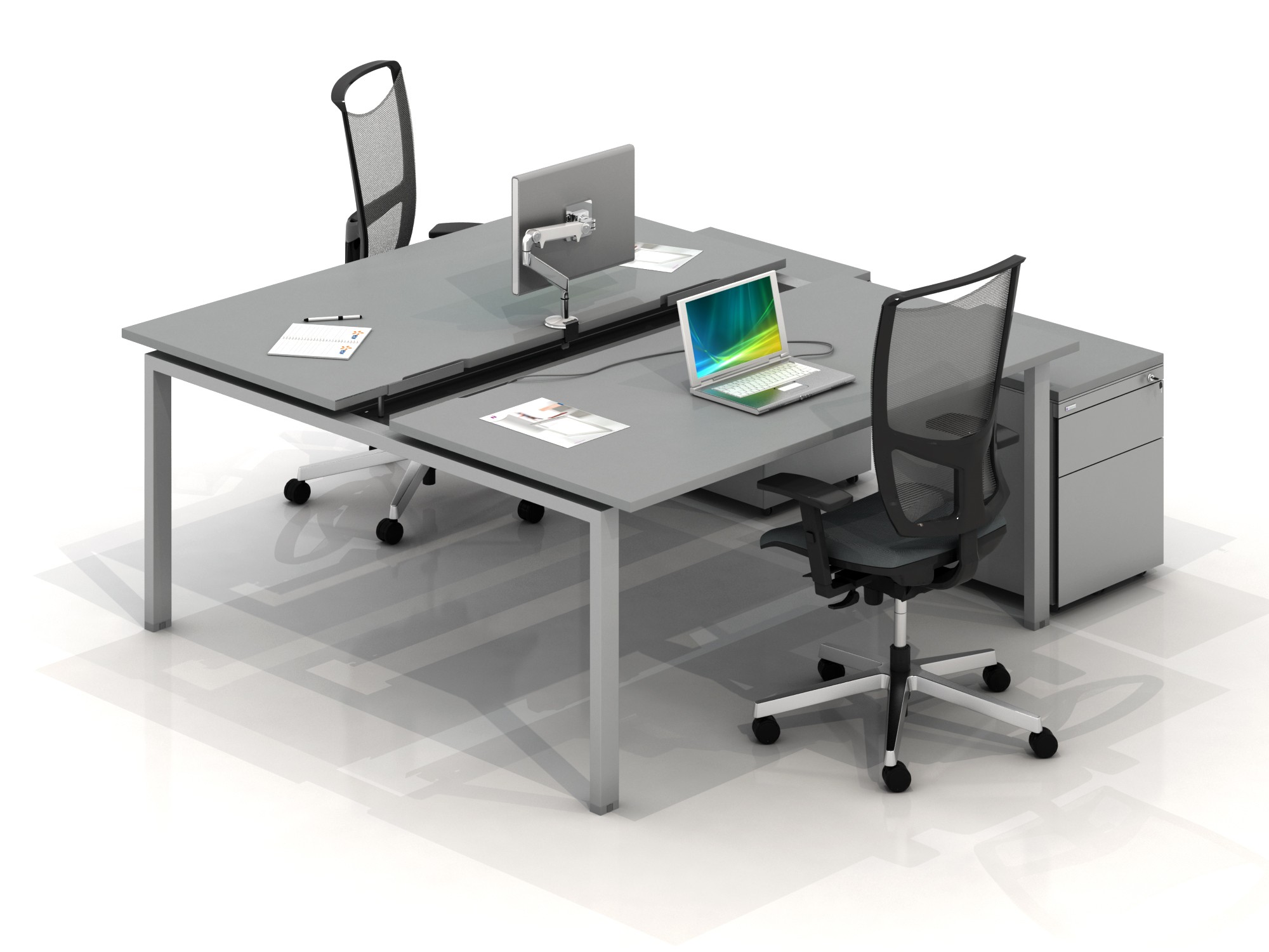 Główna galeria - Kontenerek biurowy metalowy Klea mobilny 36 szary z ozdobnym blatem (7)