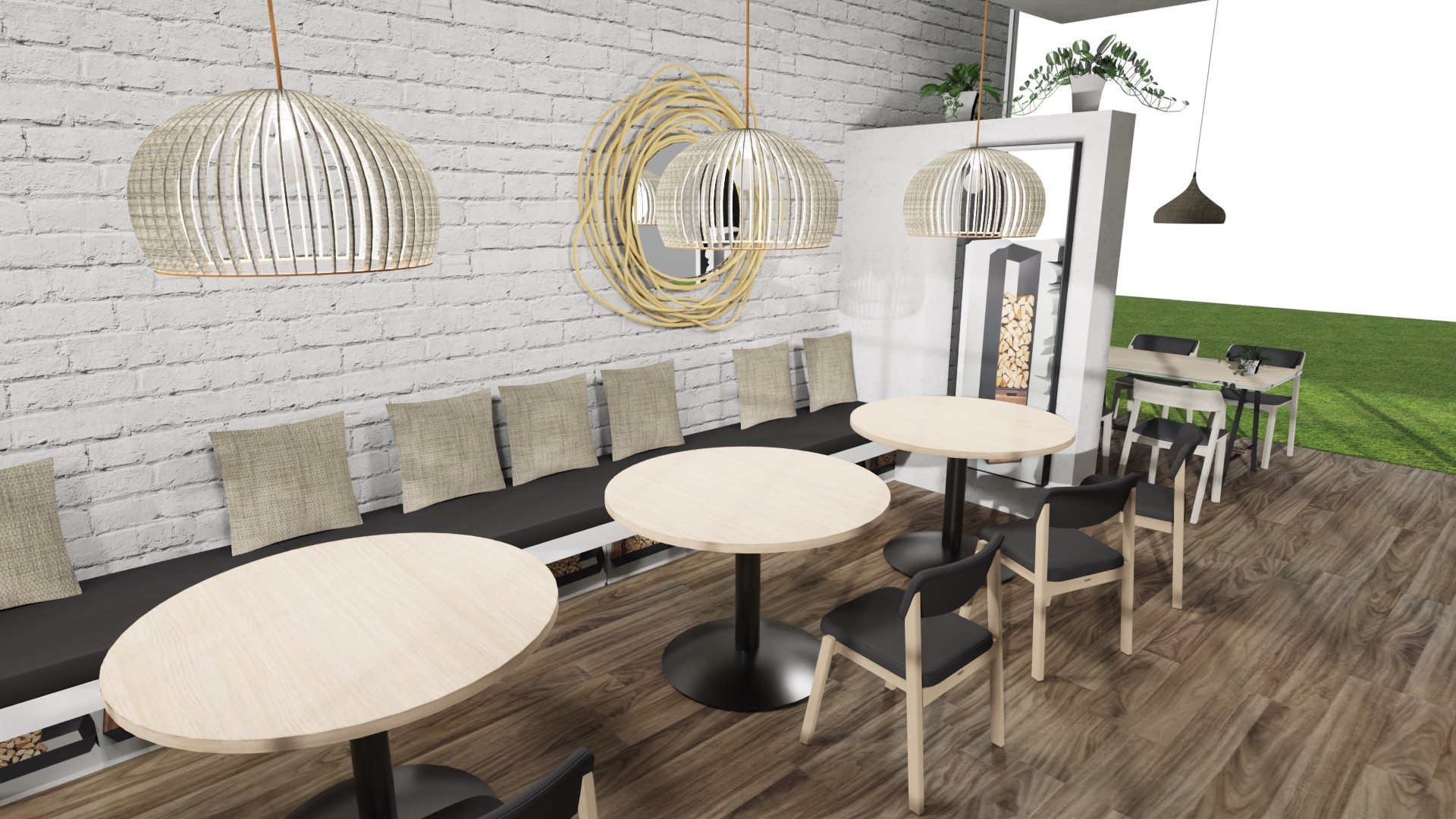 Stolik kawiarniany Okrągły 110cm firmy Majencia - Nowy Styl - Ciemnoszara Podstawa + Mediaport