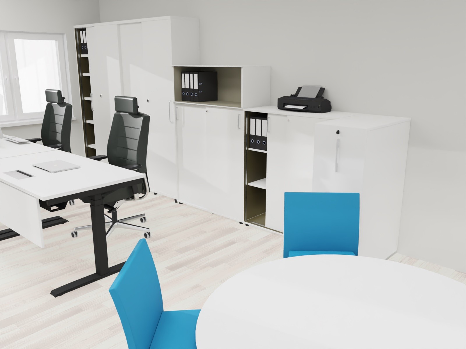 Główna galeria - Szafa biurowa biała z drzwiami przesuwnymi STORY 1125x1000 mm firmy MAJENCIA - Nowy STYL (3)