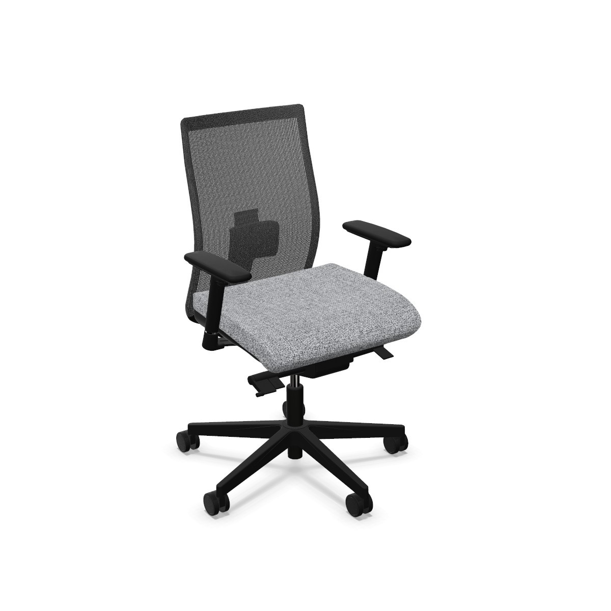 Fotel obrotowy INTRATA - Nowy Styl - Szare Siedzisko, Czarne Oparcie