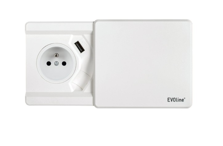 Gniazdko chowane w blat, Mediaport EVOLINE SQUARE 80