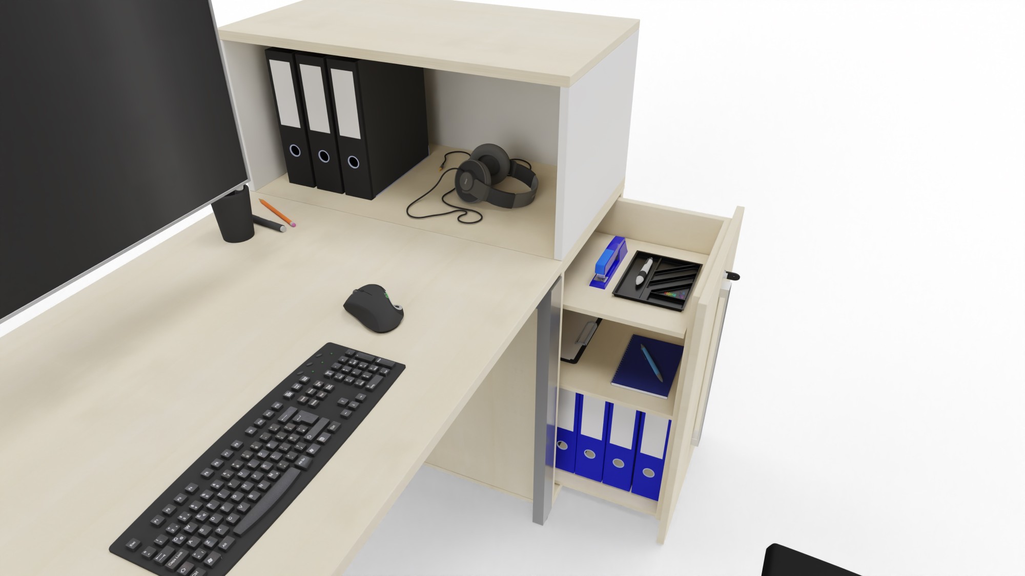 Główna galeria - Orga Tower kontener wysuwany, szafa pionowa Classwood klon kanadyjski z nadstawką firmy Majencia - Nowy Styl (5)