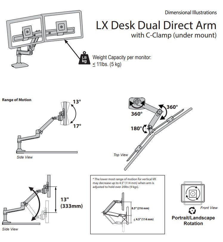 Główna galeria - Uchwyt do dwóch monitorów ERGOTRON LX Desk Dual Z Uchwytem (8)