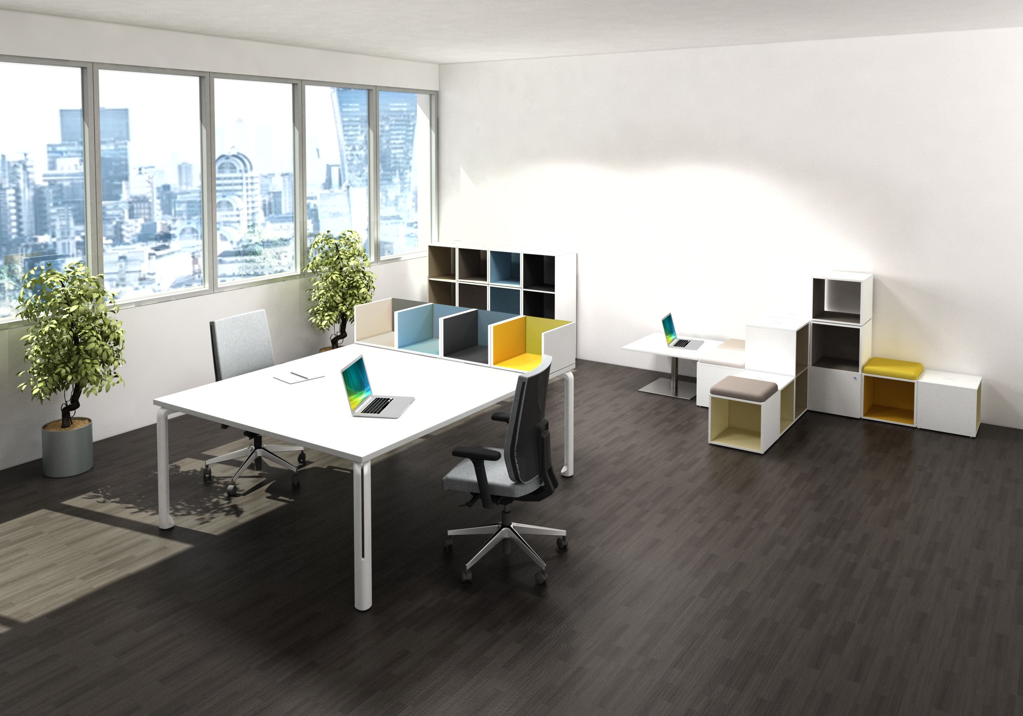 Główna galeria - Regał biurowy poziomy Oxo moduł dolny z dwoma przegrodami pionowymi firmy MAJENCIA - Nowy STYL (5)