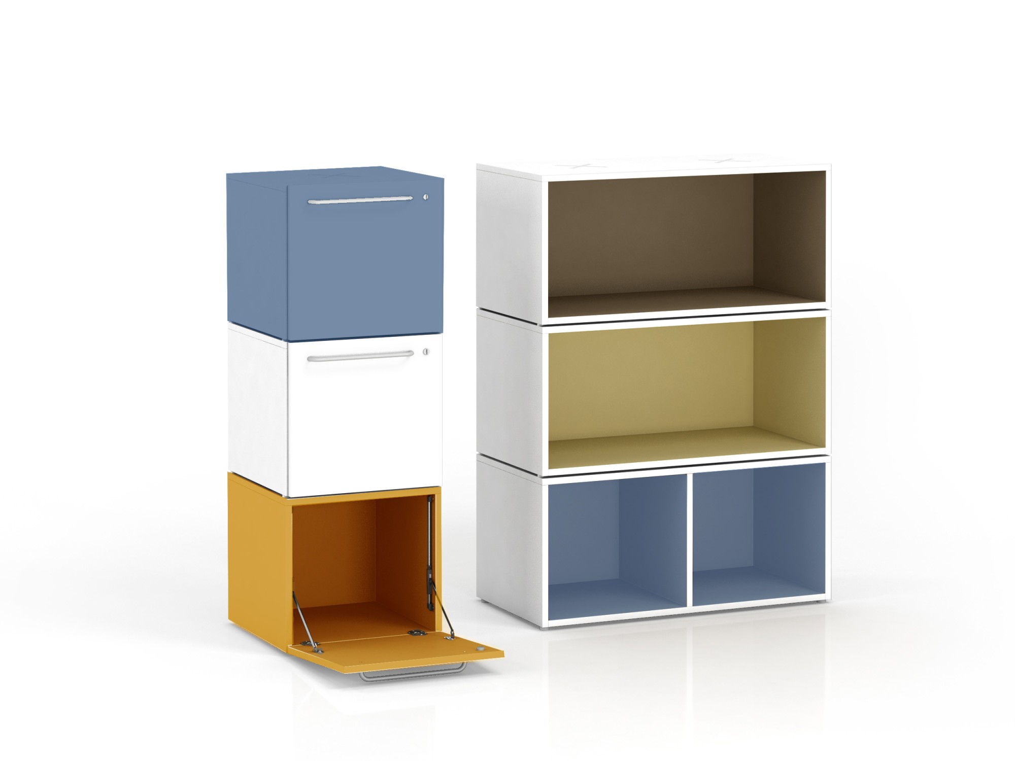 Główna galeria - Szafka biurowa Oxo niebieska moduł dolny z drzwiami opuszczanymi firmy Majencia - Nowy Styl (3)