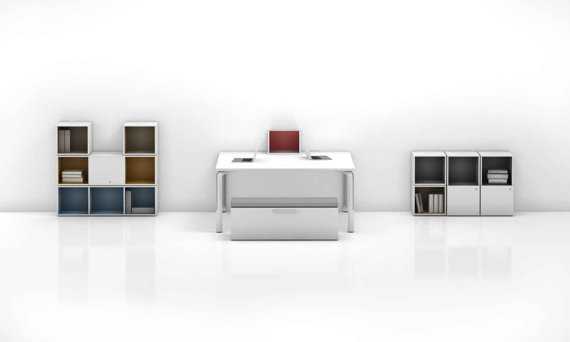 Główna galeria - Szafka biurowa Oxo niebieska moduł dolny z drzwiami opuszczanymi firmy Majencia - Nowy Styl (7)