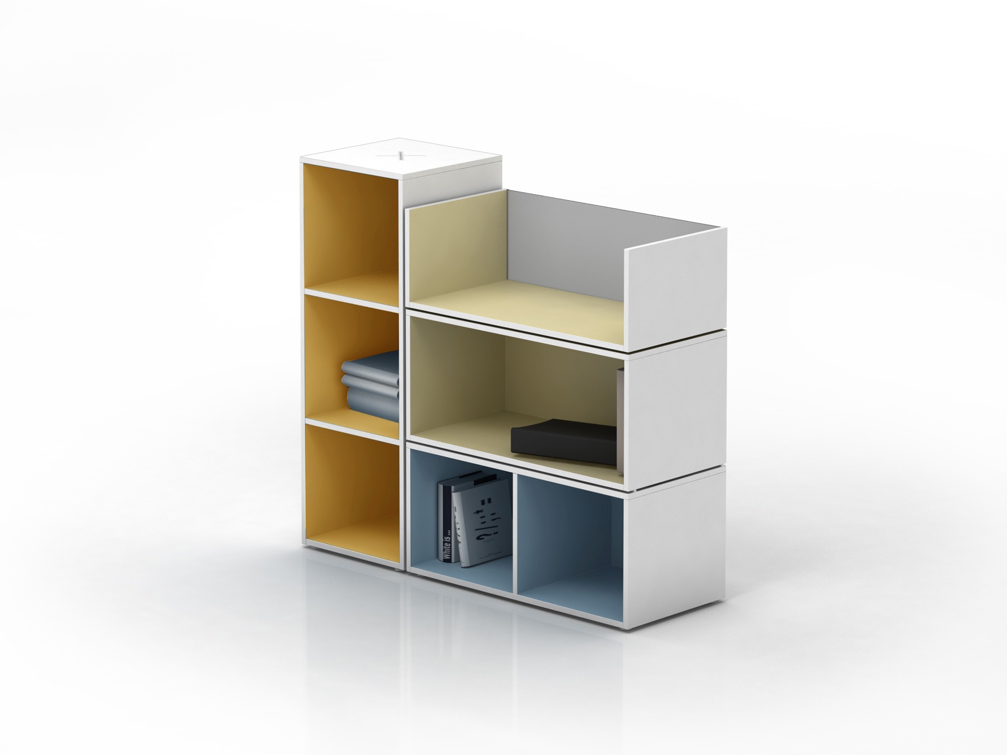 Główna galeria - Regał biurowy w białym kolorze Oxo moduł dolny z jedną przegrodą pionową firmy Majencia - Nowy Styl (2)