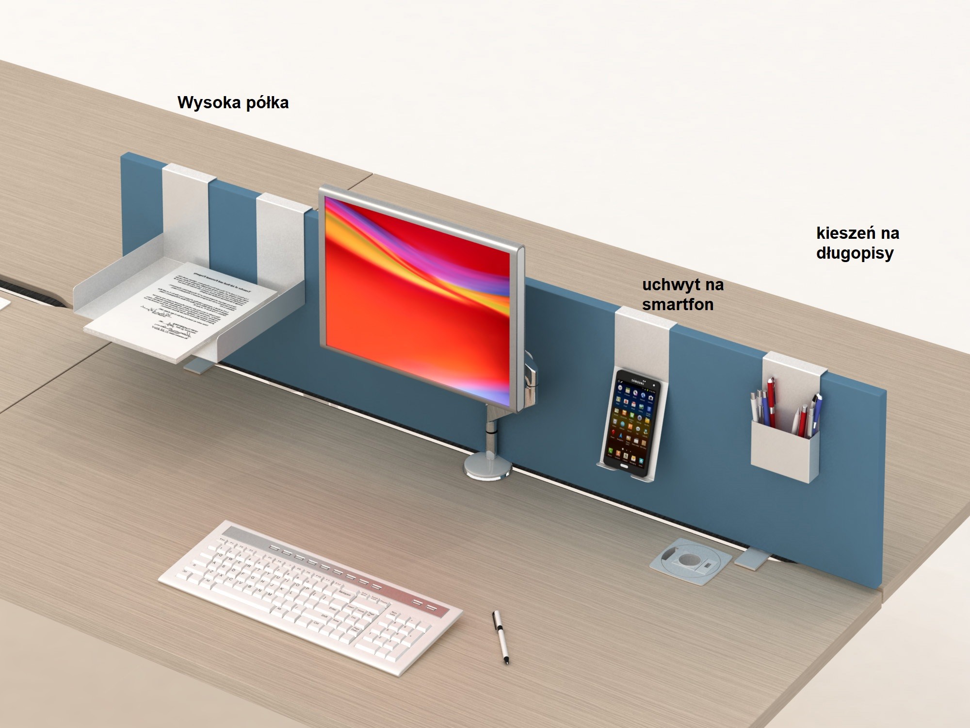 Główna galeria - Półka nakładana na przegrodę biurka, niska półka na dokumenty (7)