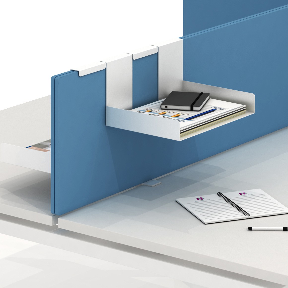 Główna galeria - Półka nakładana na przegrodę biurka, niska półka na dokumenty 330mm x 260mm (8)