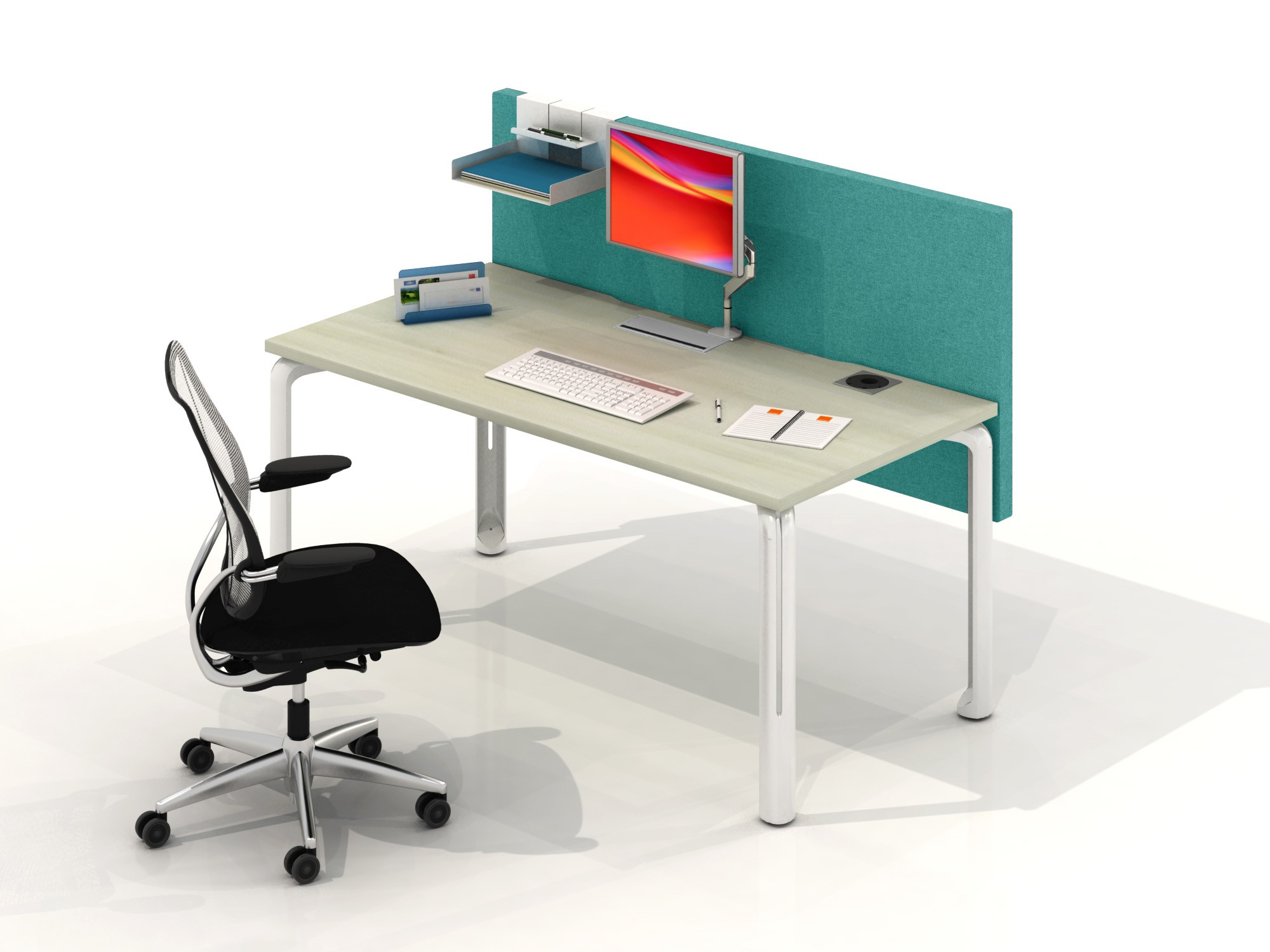 Biurko Eklipse 1400x700 (szer x gł) z ekranem akustycznym H2