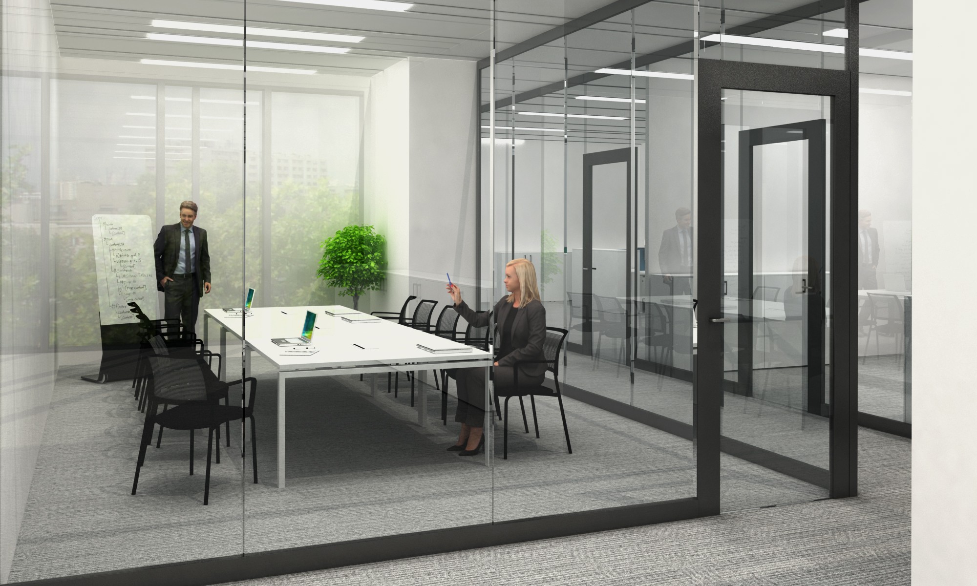 Główna galeria - Stół konferencyjny Conecto 1200 x 1200 mm z kanałem kablowym (5)