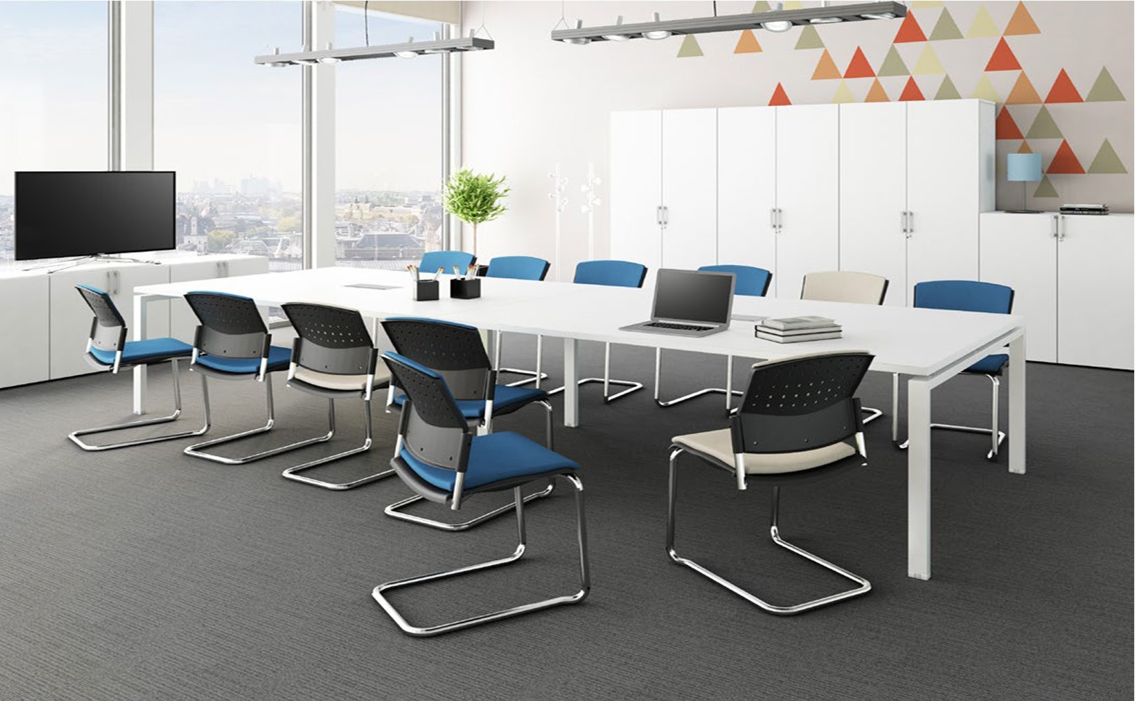 Główna galeria - Stół konferencyjny Conecto 1200 x 1200 mm z kanałem kablowym (7)